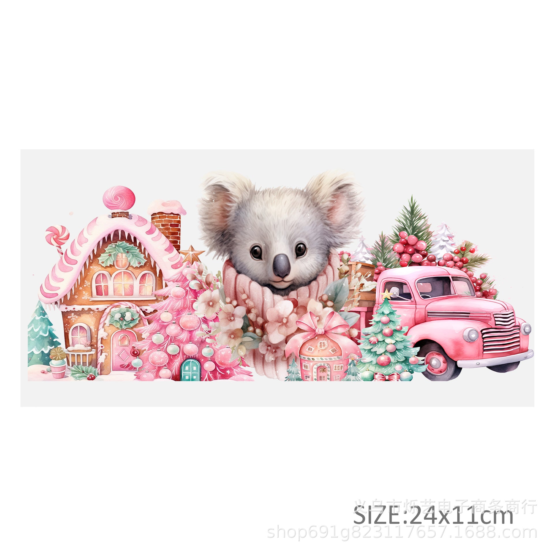 Wholesale Cute Animal Christmas Pink 16oz Cup UV DTF Wraps