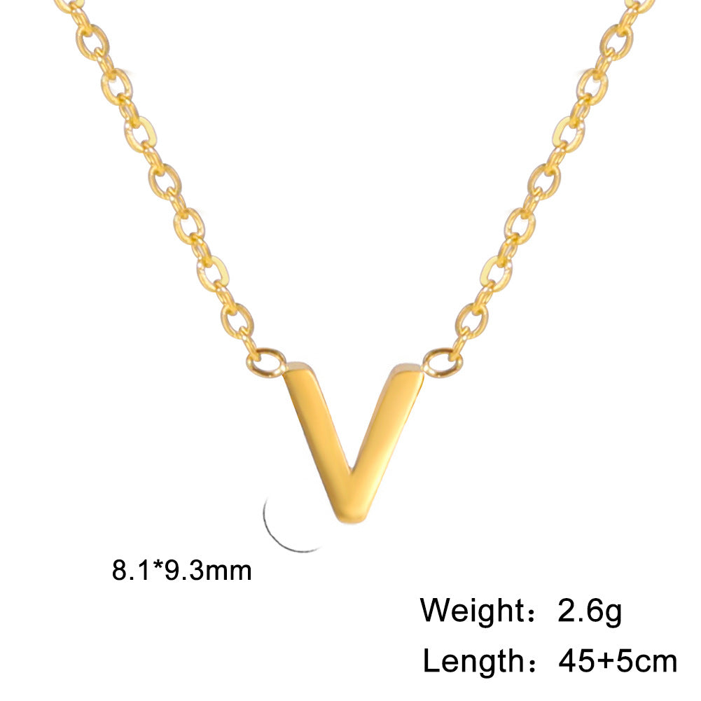 Wholesale 26 Letter 18k Genuine Gold Electroplating Non Fading Stainless Steel Necklace