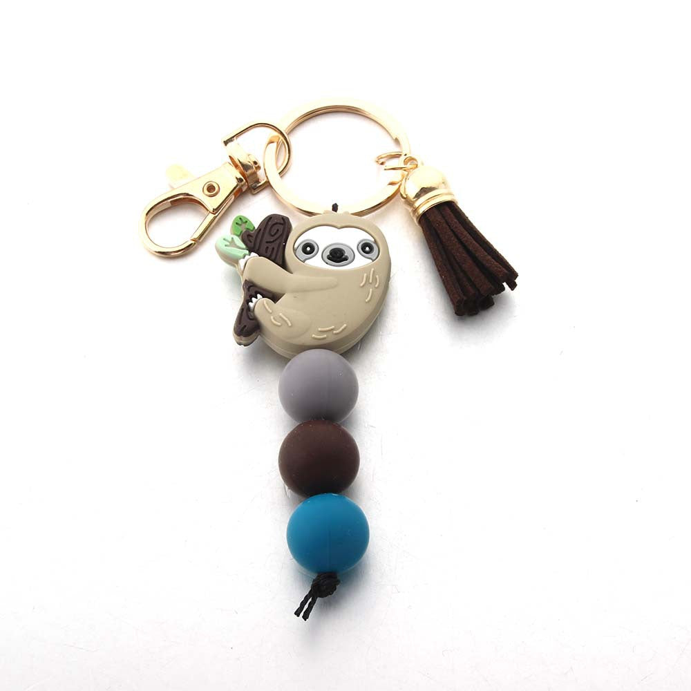 Wholesale Cartoon Sloth Silicone Beads Animal Keychain