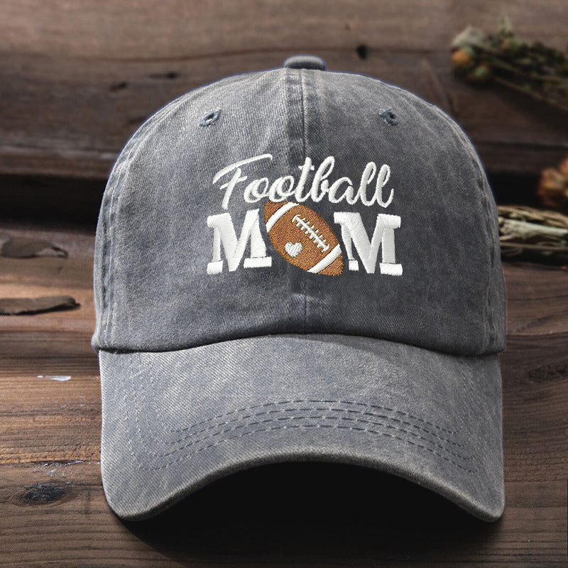 Wholesale Embroidered FOOTBALL MOM Washed Baseball Cap