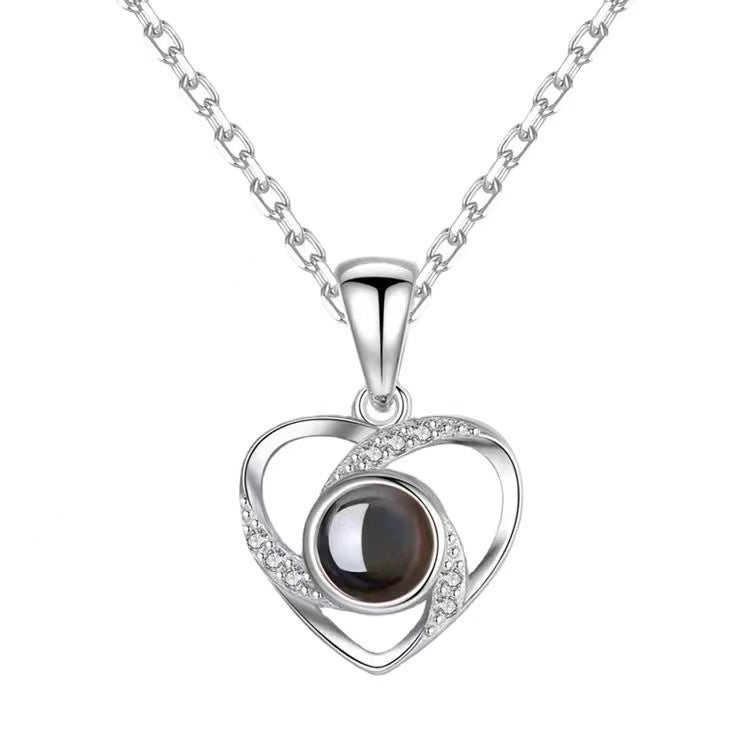 Wholesale Titanium Steel Heart Projection Necklaces