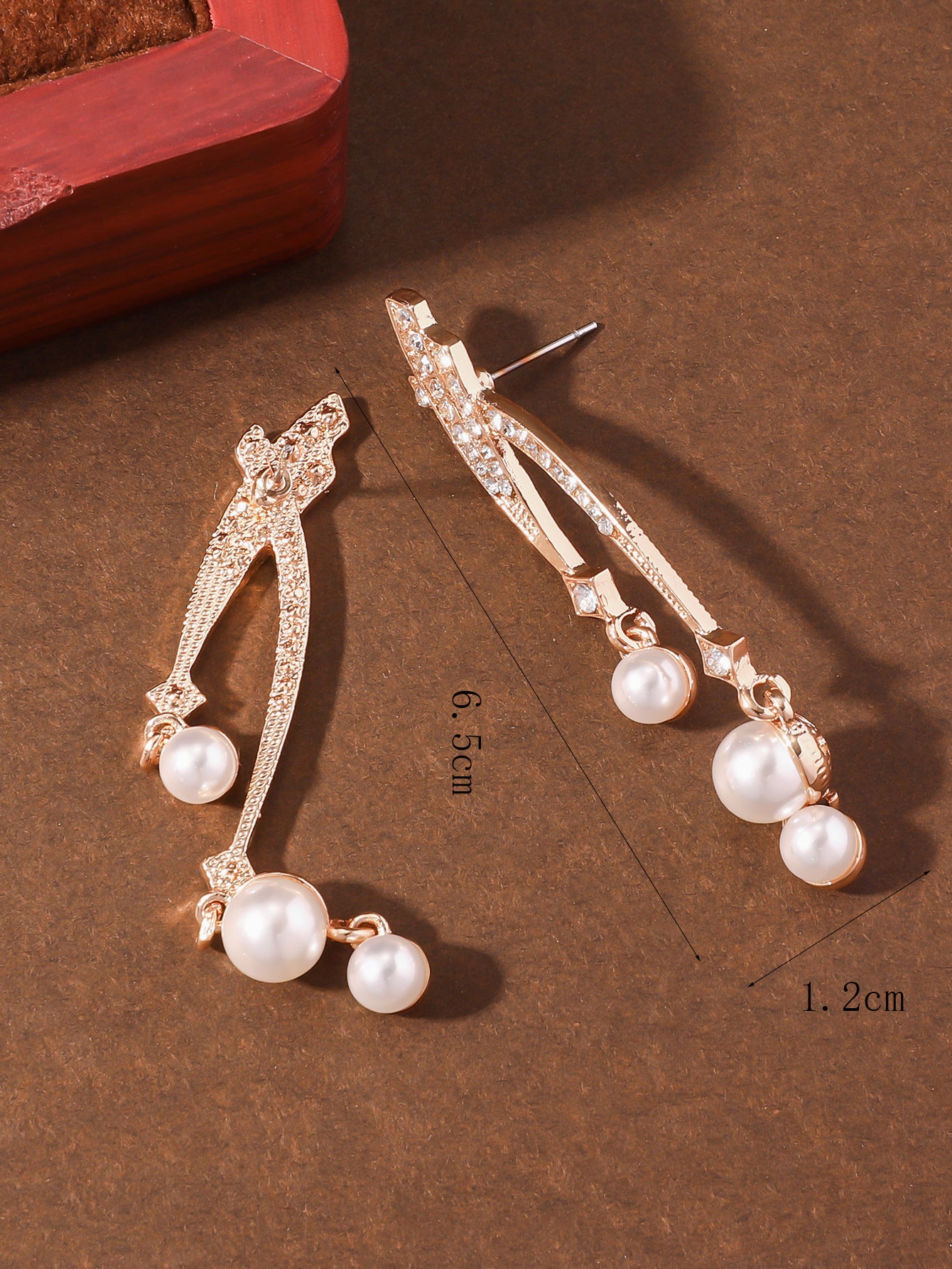 Wholesale Vintage Micro-Inlaid Zircon Flower Long Pearl Earrings