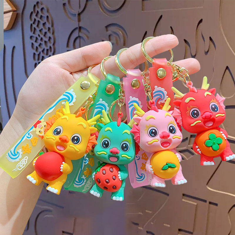 Wholesale PVC Cute Cartoon Fruit Dragon New Year Keychain