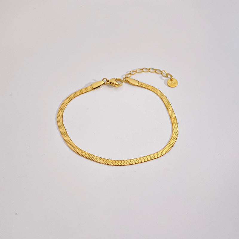 Wholesale Simple and Exquisite Plain Chain Flat Snake Chain Paper Clips Stainless Steel Bracelet