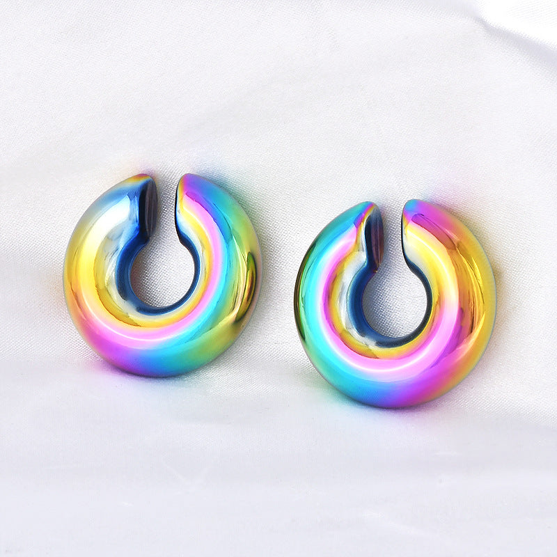 Wholesale Non-pierced Colorful Electroplated Ear Clip Titanium Steel 18k Gold Earrings