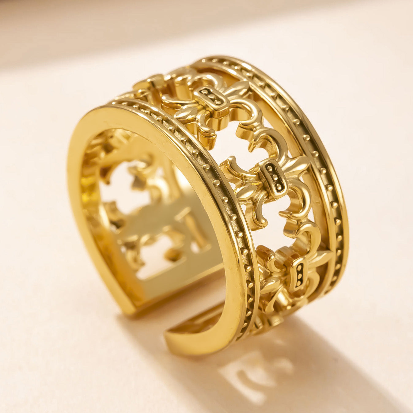 Wholesale Stainless steel punk style ring hollow cross titanium steel ring