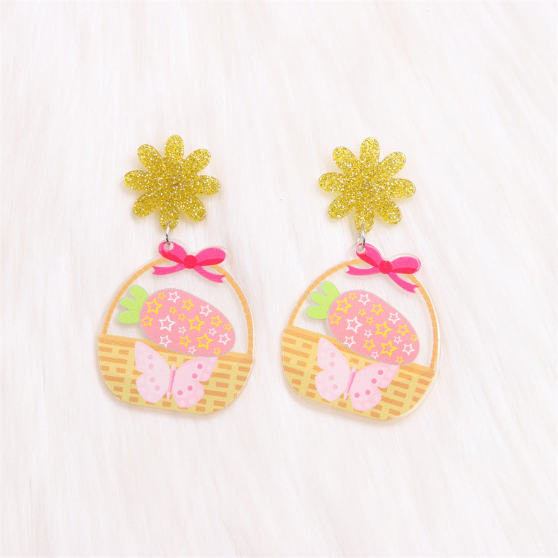 Wholesale Easter Egg Bunny Acrylic Print Earrings