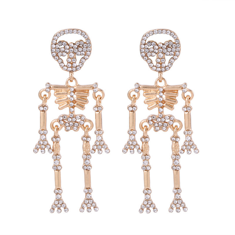 Wholesale Zinc Alloy Rhinestone Pumpkin Skull Earrings Gothic  Party Fashion Accessory For Boutique Resale