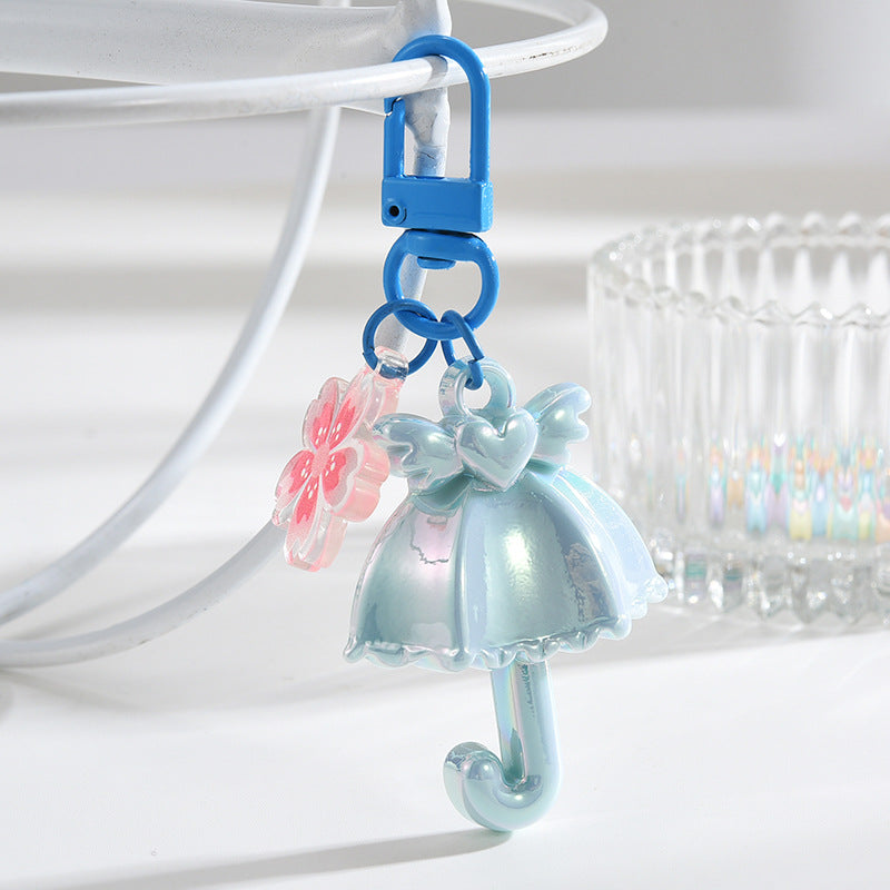 Wholesale Acrylic Electroplating UV Bright Love Umbrella Key Chain