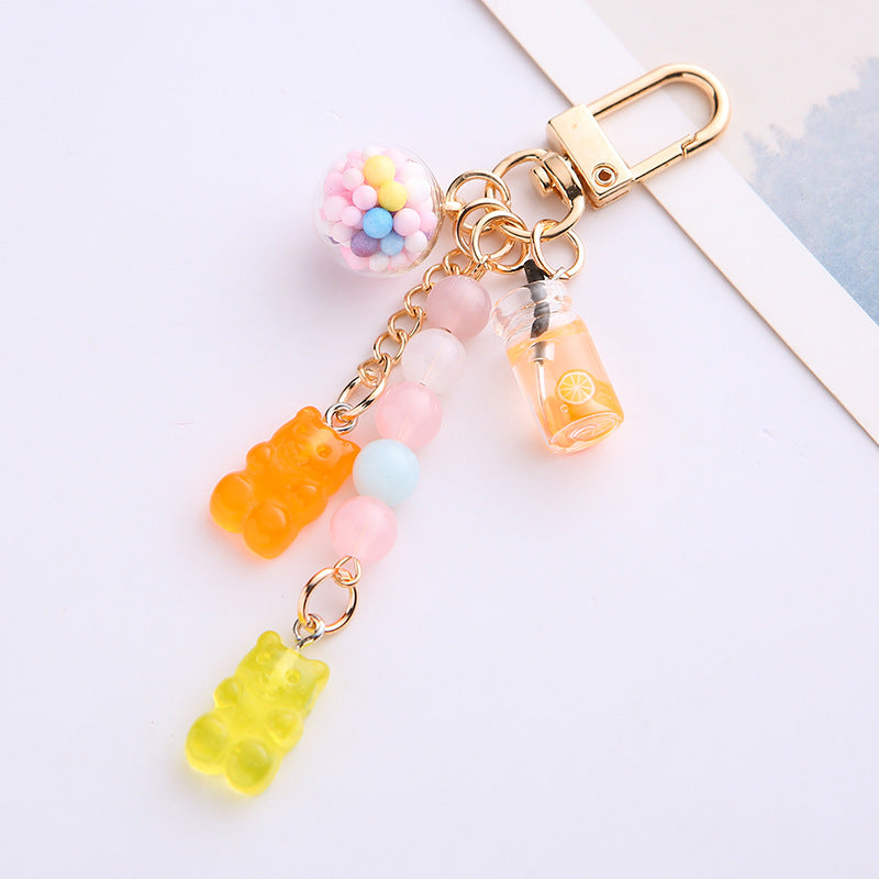 Wholesale Candy Bears Iridescent Gummy Candy Crystal Keychains