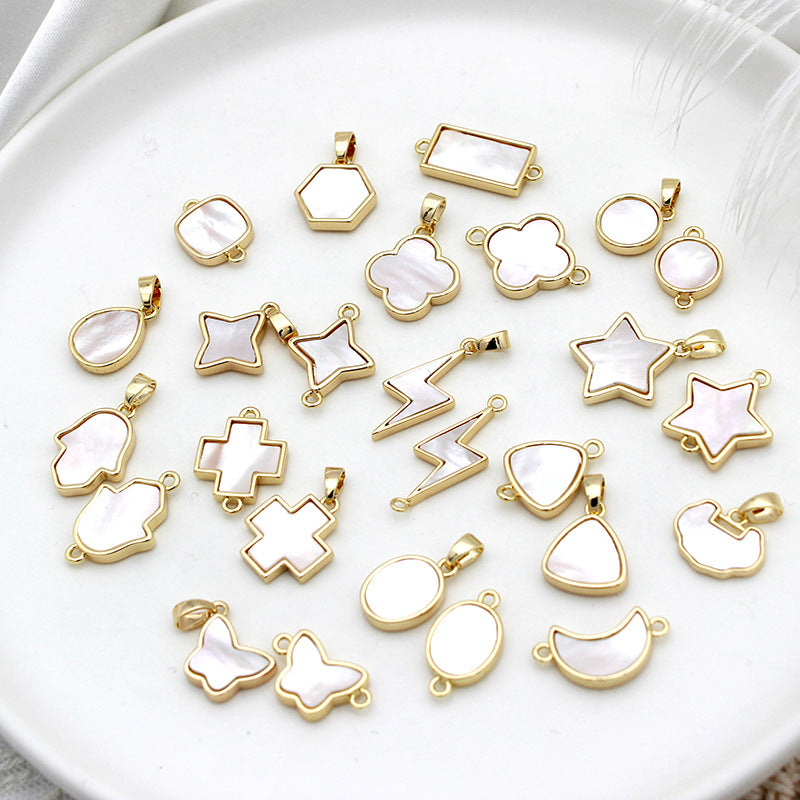 Wholesale Copper Plated 18K True Gold White Seashell DIY Jewelry Accessories