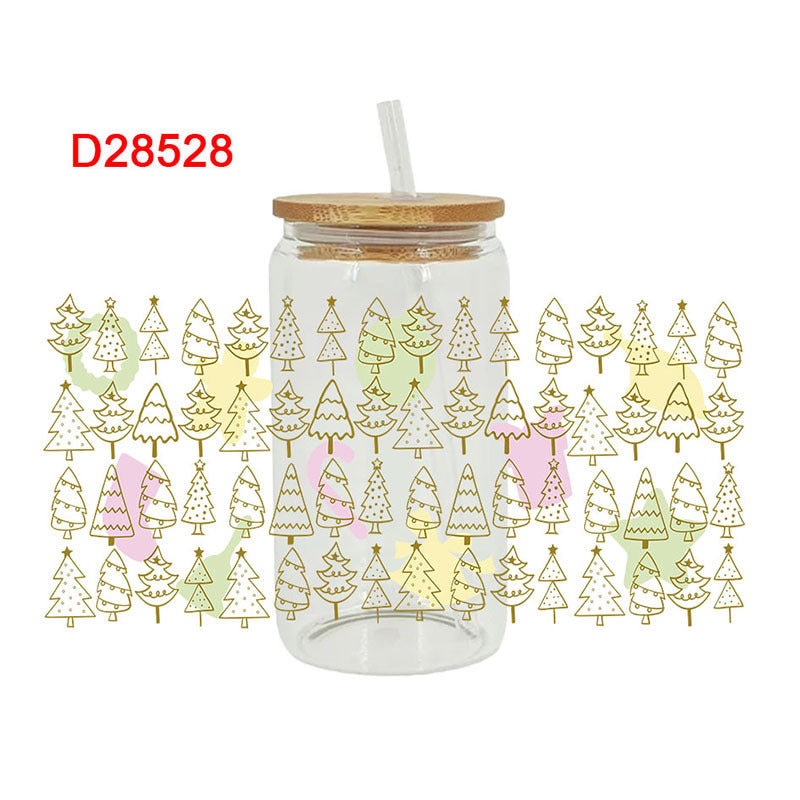 Wholesale Colorful Christmas Tree   16oz Cup UV DTF Wraps