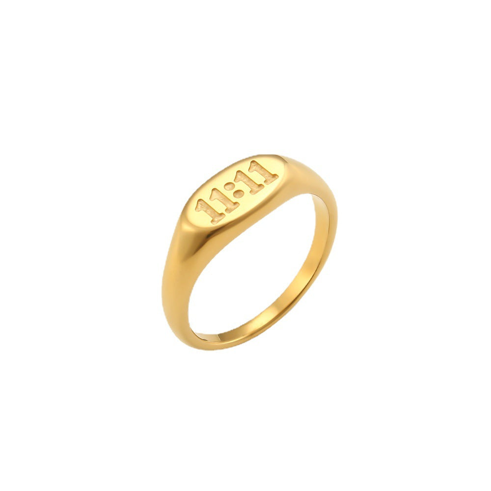 Wholesale 11:11 Pattern Gold Stainless Steel Ring