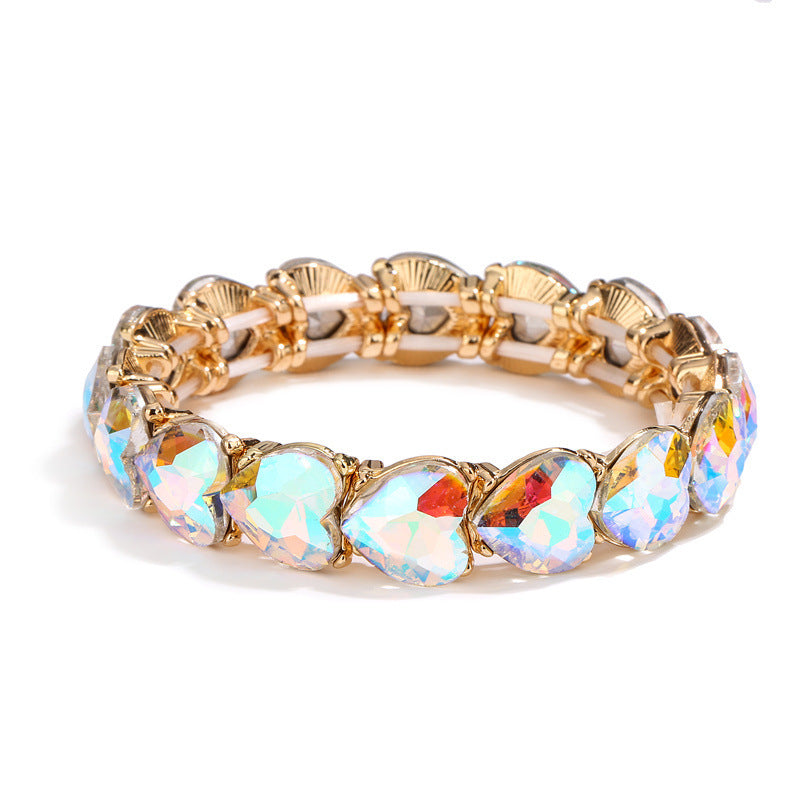 Wholesale Alloy Glass Stone Elastic Thread Love Bracelet