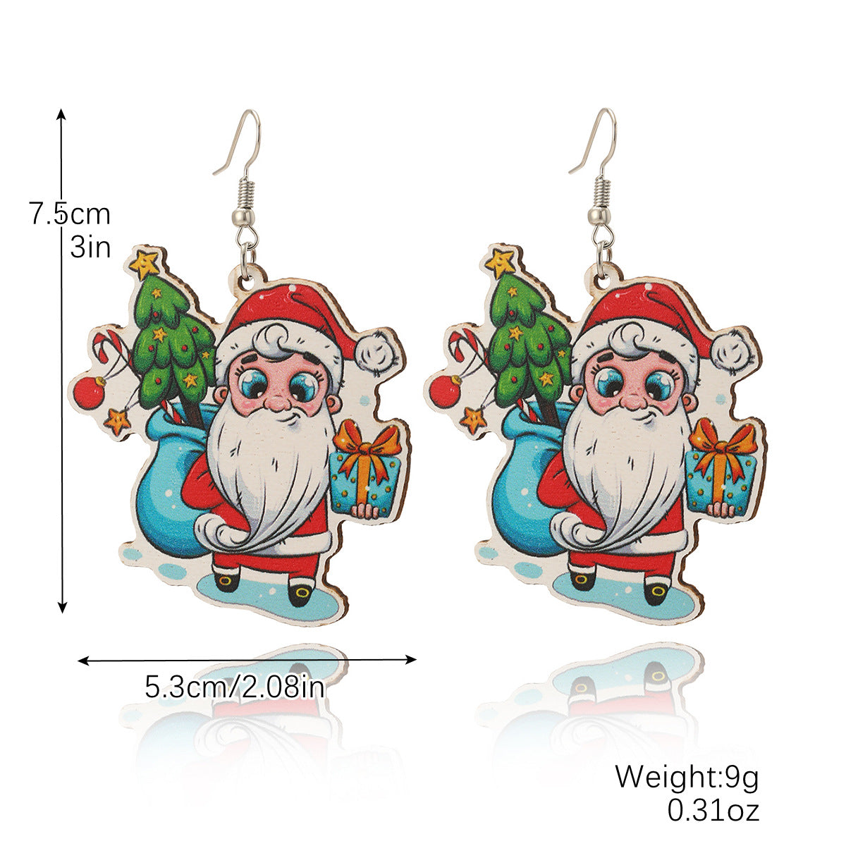 Wholesale Christmas Snowflake Santa Claus Wooden Earrings