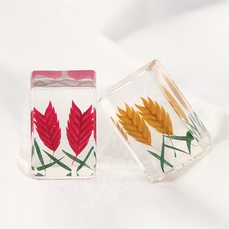 Wholesale 6pcs Creative Dripping Dried Flower Specimen Resin Ornaments