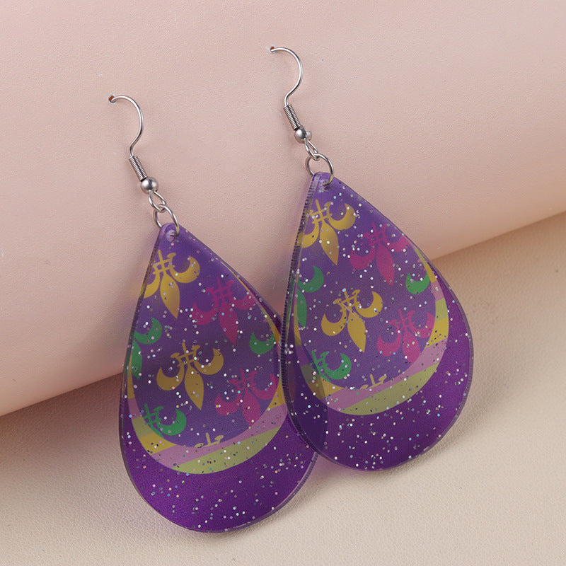 Wholesale Carnival water-saving droplet shaped acrylic tassel earrings