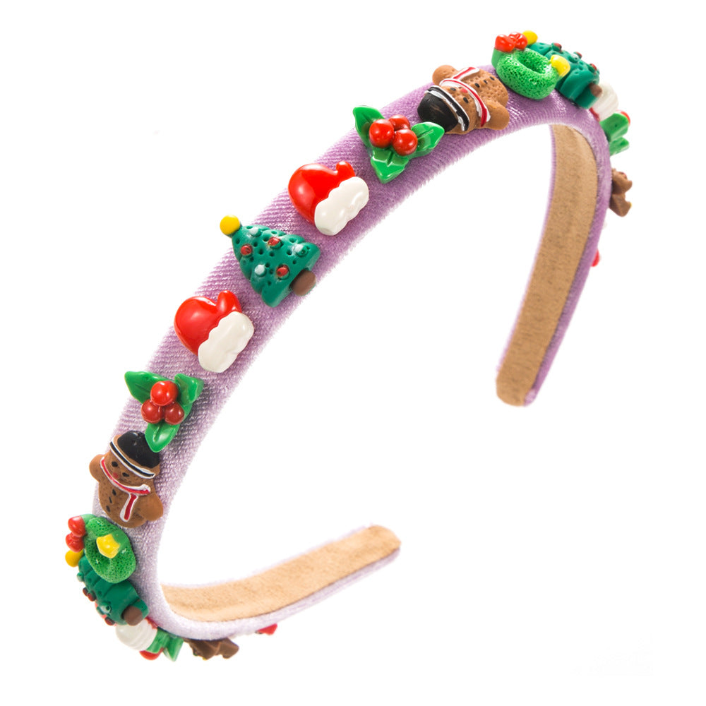 Wholesale New Christmas Simple Thin Flannel Gingerbread Man Accessories Headband