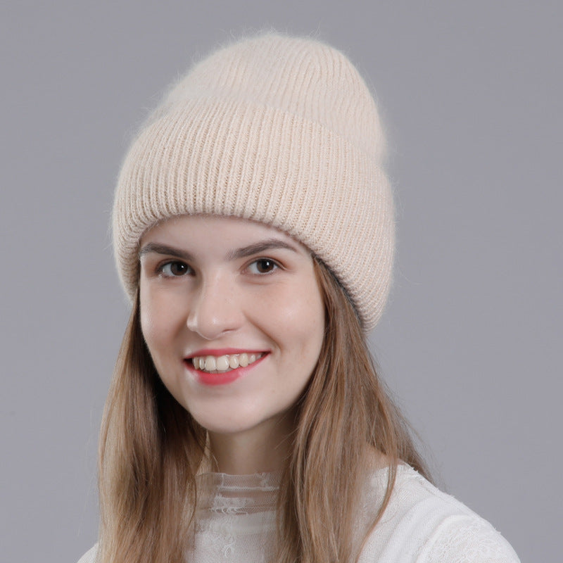 Wholesale All-match Rabbit Fur Autumn and Winter Fashion Knitted Wool Warm Pullover Earmuffs