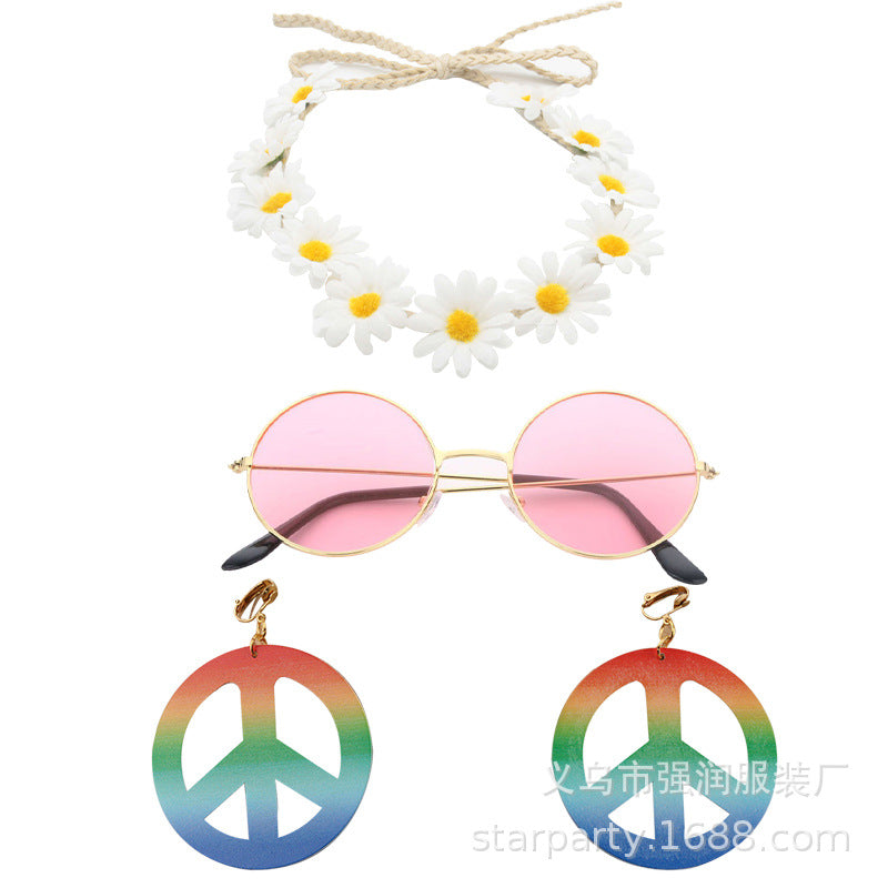 Wholesale PC 60s Series Flower Headband Glasses Set
