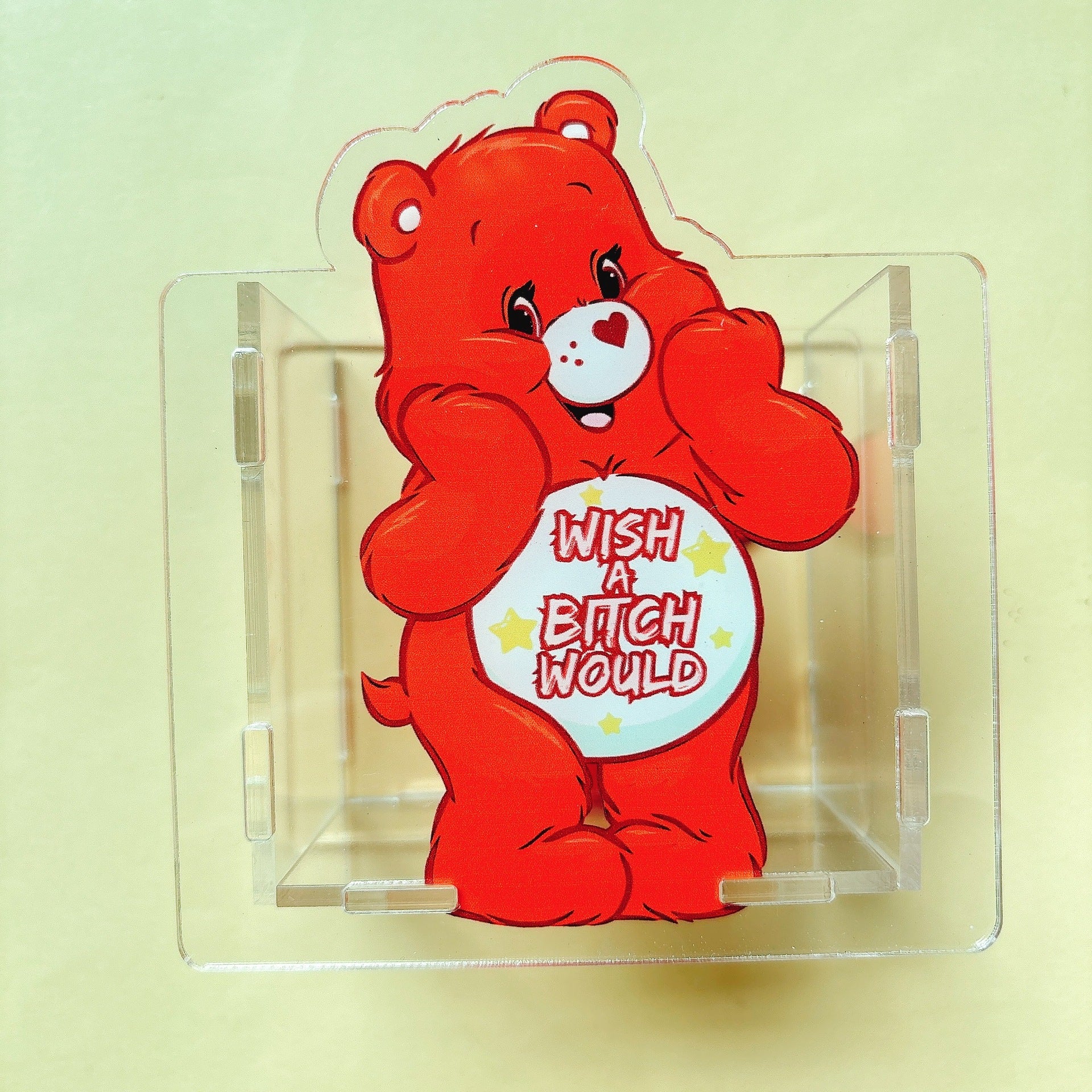 Wholesale Bear Acrylic Pen Stationery Box Creative Cosmetic Pen Storage 10cm