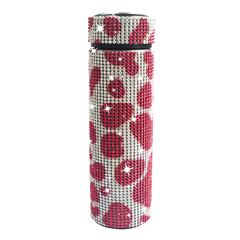 Wholesale 17oz Stainless Steel Diamond-encrusted Smart Thermos Cup with LED Temperature Display Straight Tumbler Cup