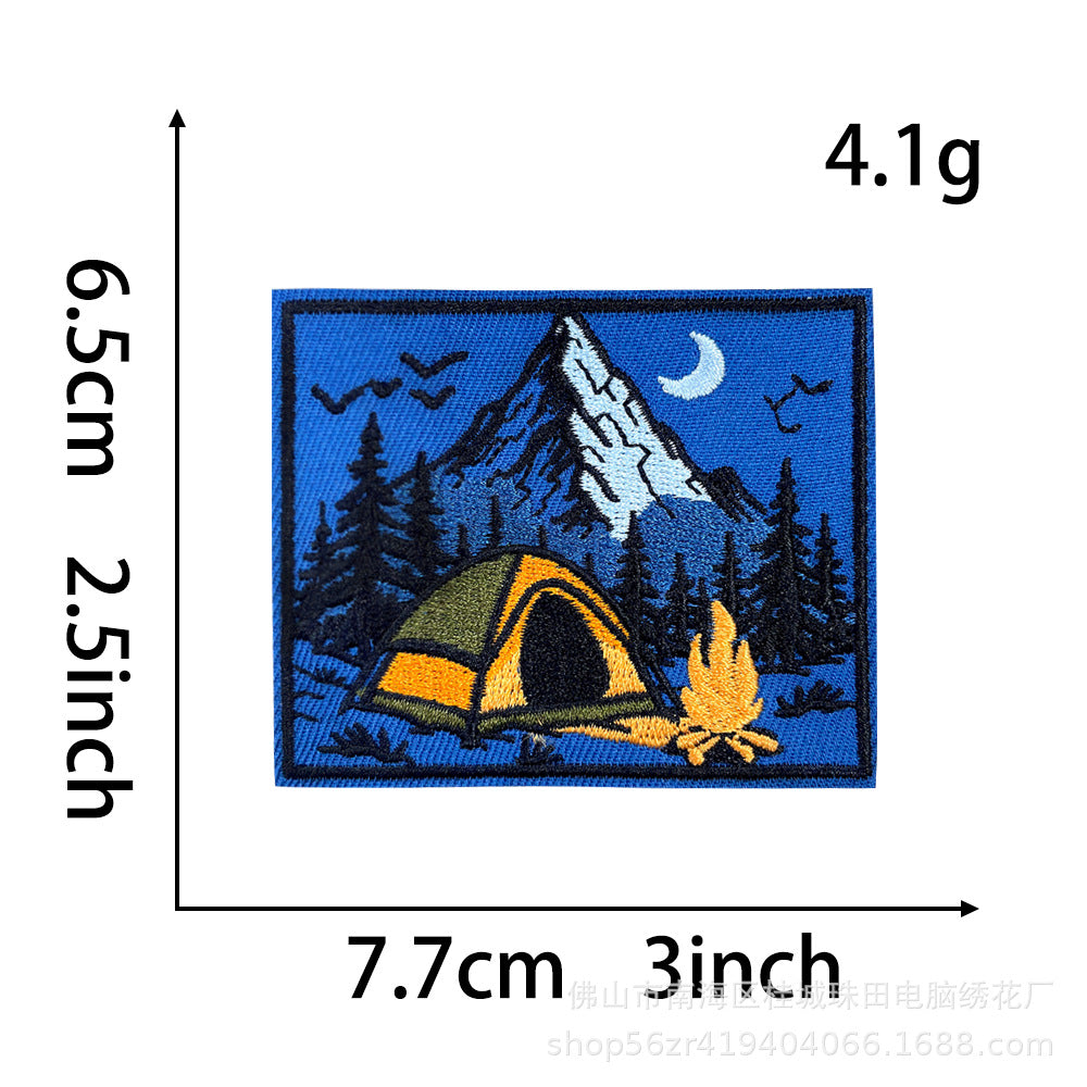 Wholesale Trendy Polyester Embroidered Patches Iron On Heat Transfer Applique For Outdoor Hiking Clothing DIY Accessory