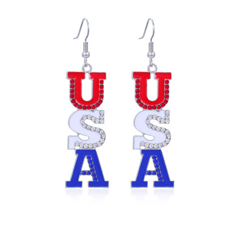 Wholesale Independence Day flag love bow five pointed star earrings
