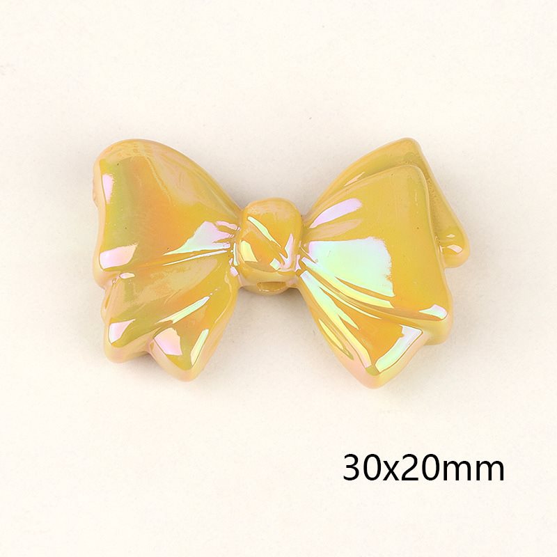 Wholesale 2PCS Acrylic Color Plated Double-sided Three-dimensional Bow Beads