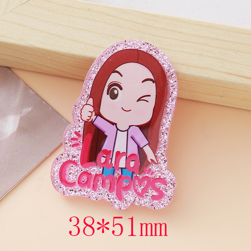 Wholesale 10pcs Glitter Cartoon Girl DIY Acrylic Smudges and Sequins