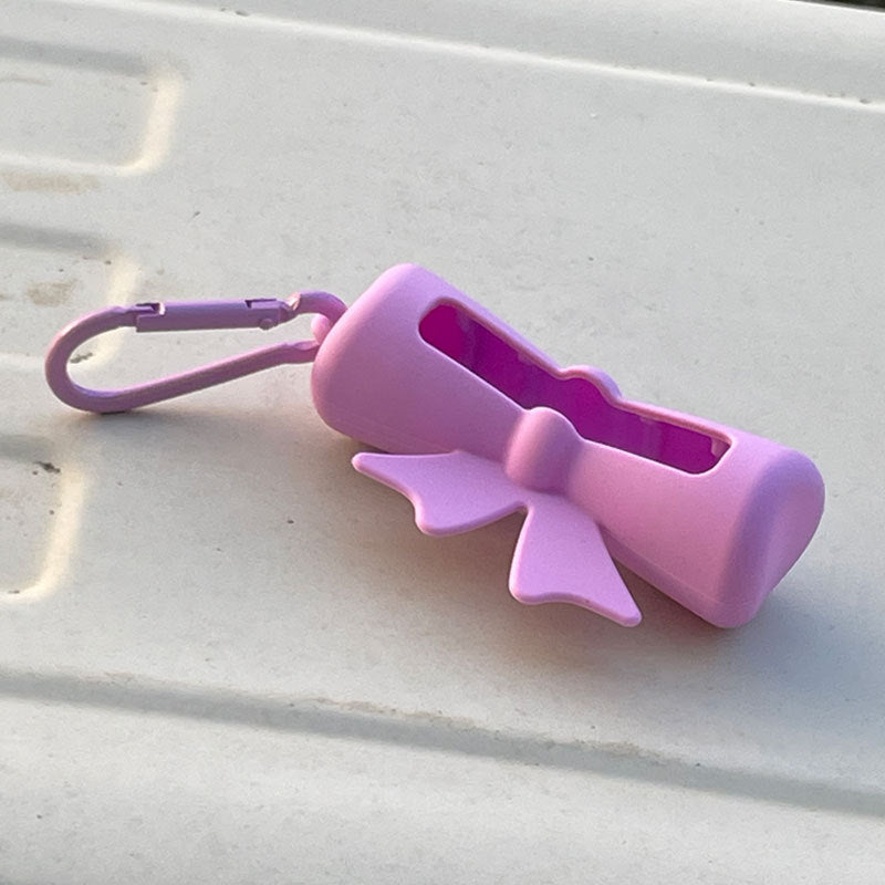 Wholesale Lipstick case silicone protective case bow lipstick bag keychain
