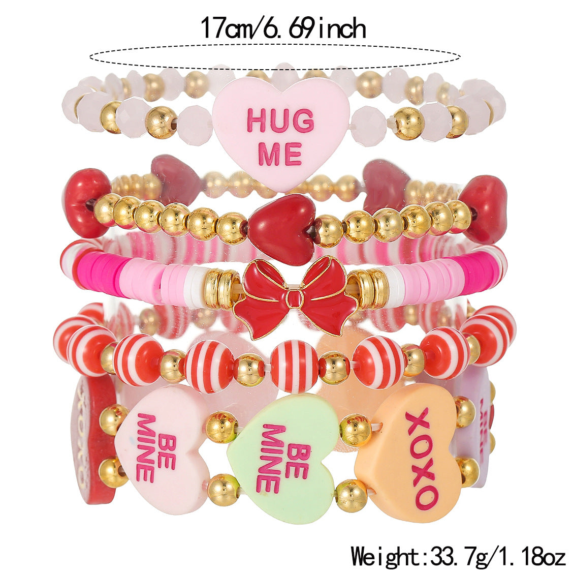 Wholesale Valentine' s Day Love Stacked Letter clay bead bracelet