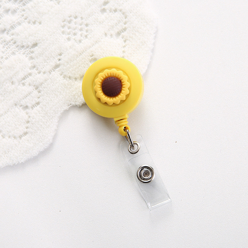 Wholesale Badge Reels Plastic Cartoon Avocado Sunflower Badge Scroll Retractable Keychain