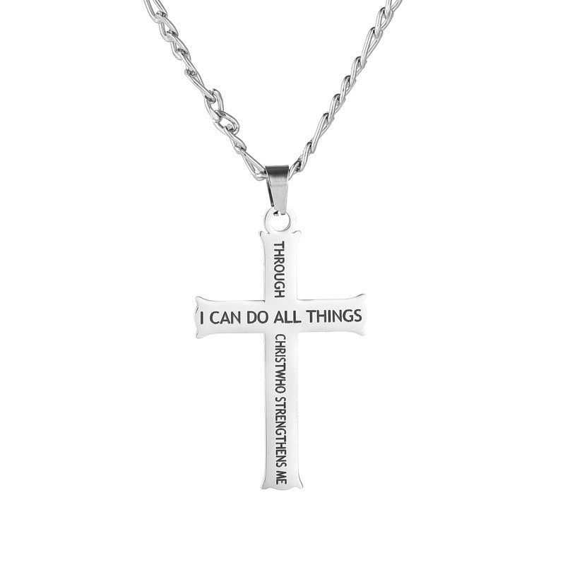Wholesale Cross letter pendant stainless steel necklace