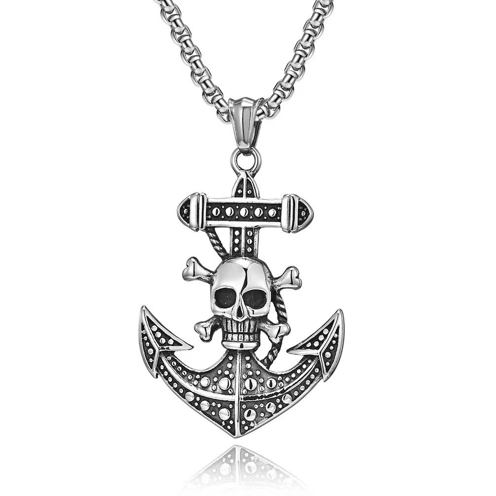 Wholesale Fashion  Hip-Hop Necklace for Men, Personalized Punk Style Steel Chain Pendan