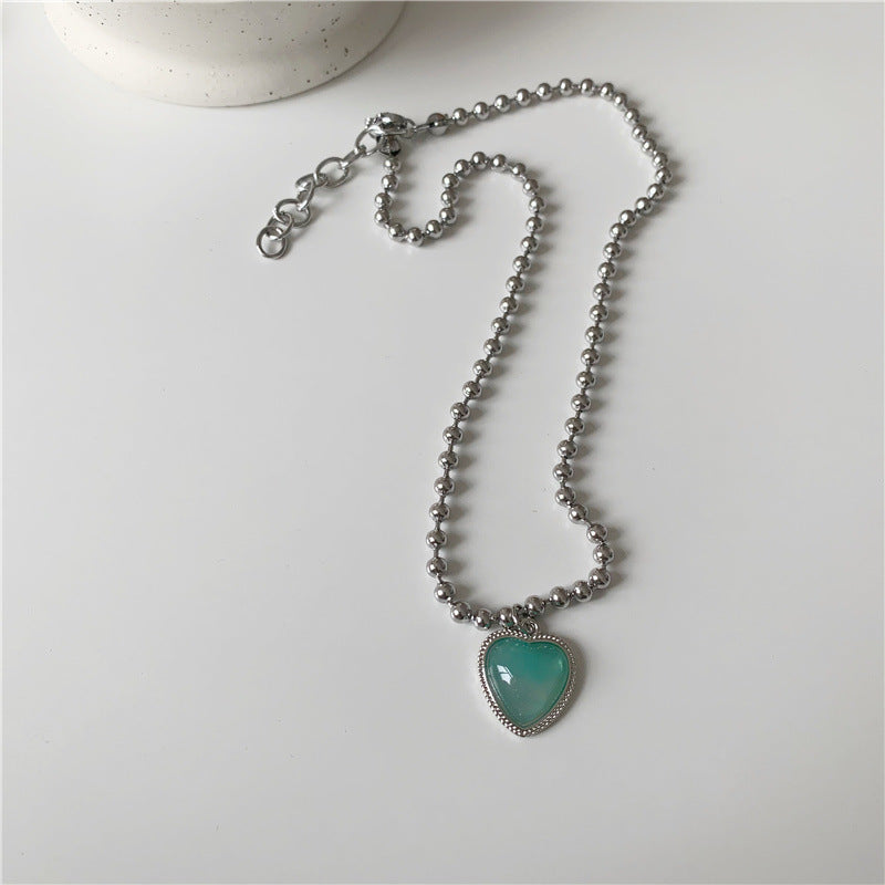 Wholesale Angel jelly love hollow diamond heart necklace titanium steel fashionable clavicle chain for women