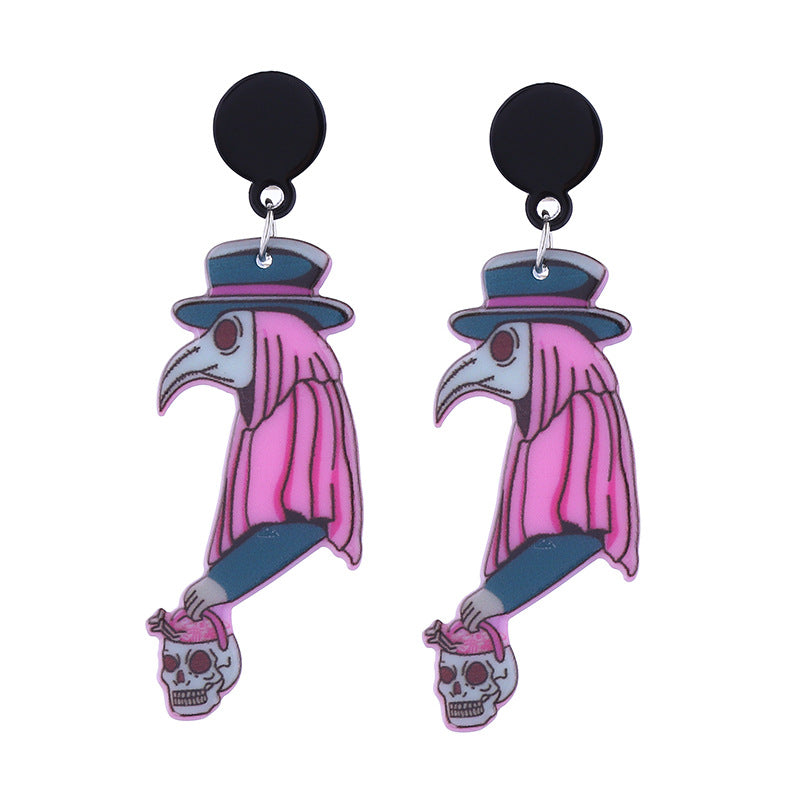 Wholesale Halloween cute funny long-legged witch ear Acrylic earrings