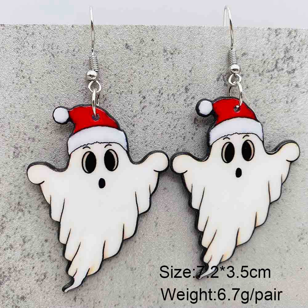 Wholesale Christmas Ghost Acrylic Christmas Hat Lanterns Christmas Earrings
