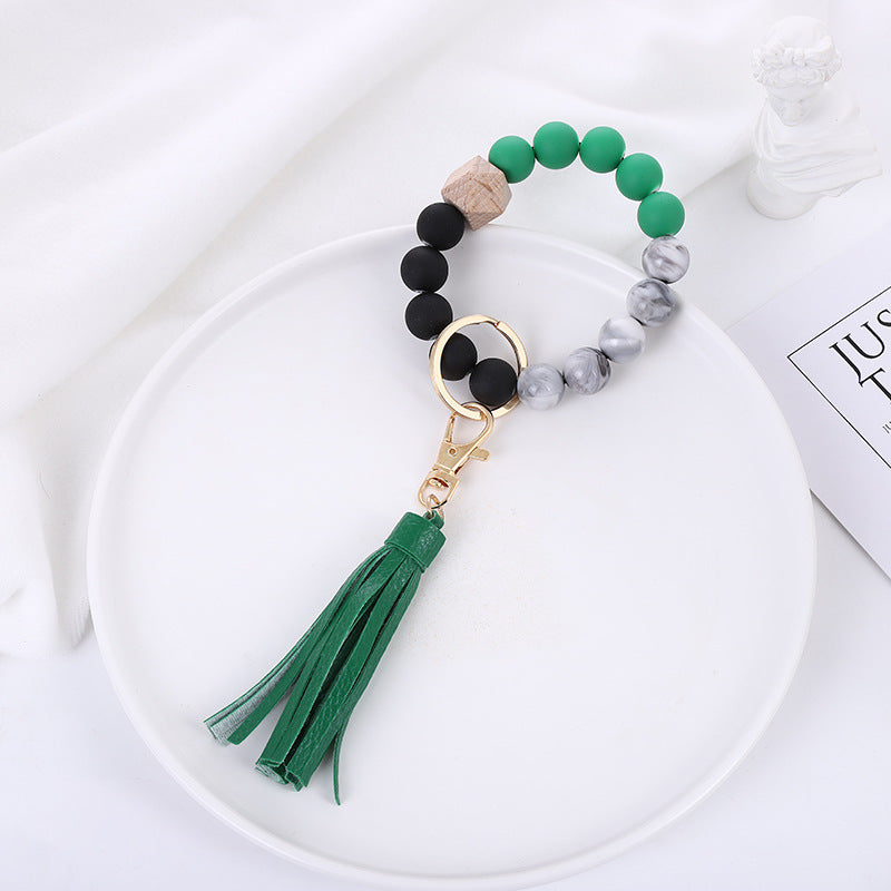 Wholesale Acrylic Beads Wooden Beads PU Tassel Bracelet Keychain