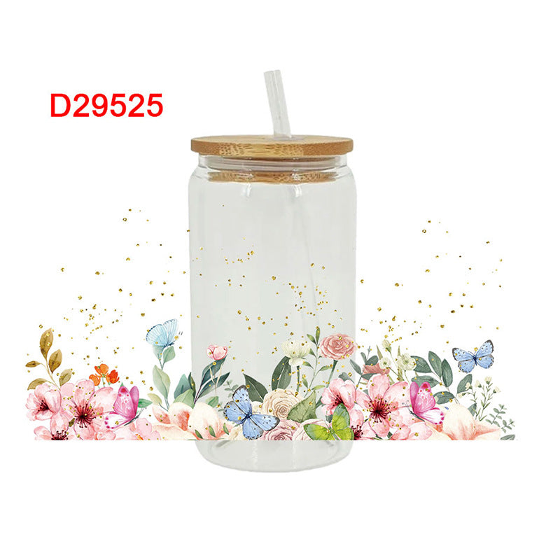 Wholesale Uv Transfer Sticker Glass Cup Crystal Label Crystal Sticker 16OZ UV DTF WRAPS
