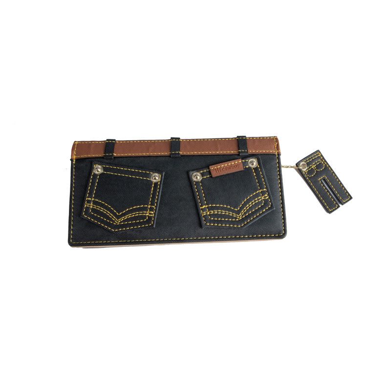 Patrón de jeans PU al por mayor billetera larga