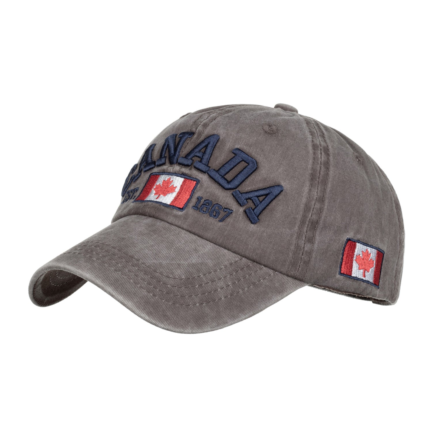 Wholesale CANADA Letter Washed Cotton Distressed Baseball Cap