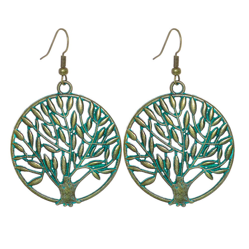 Wholesale Stylish Bohemian Hollow Out Alloy Earrings Retro Geometric Leaves Design Drop Earrings For Women Trendy Fashion Jewelry Accessory