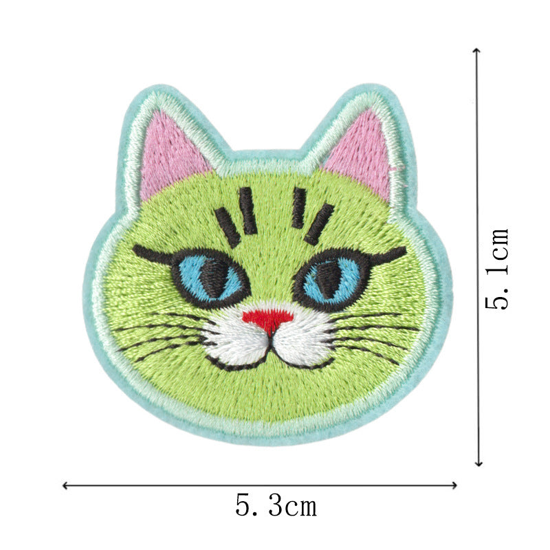 Wholesale Cartoon Cat Embroidery Iron On Patches 9 Pcs Polyester Cotton Clothing Repair Sticker Trendy DIY Fashion Accessory