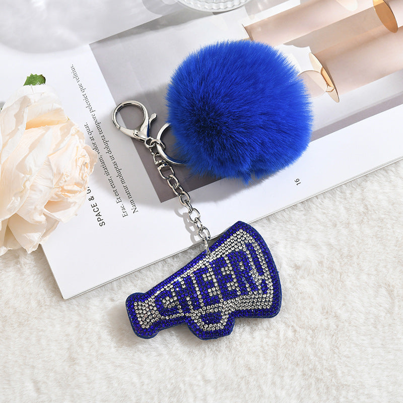 Wholesale Rhinestone-embellished Letter  PatternPom Pom  Keychain
