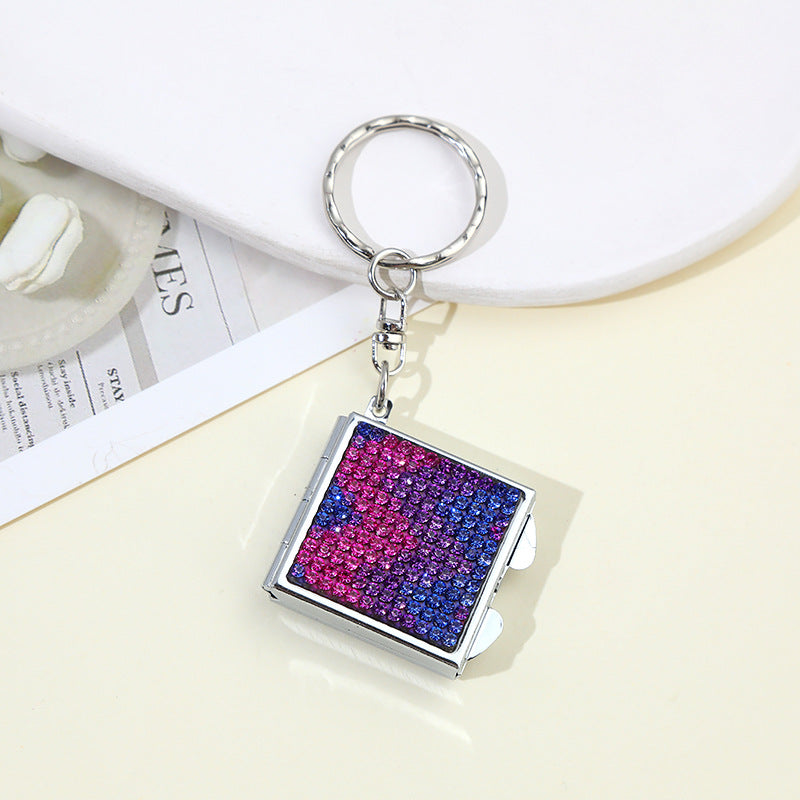 Wholesale Rhinestone Mini Makeup Mirror Keychain