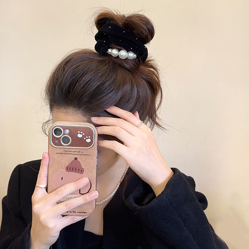 Wholesale Autumn and winter vintage velvet leopard print large hair rope