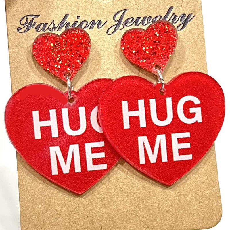 Wholesale 2 pairs/pack Valentine's Day Love Shiny Dog Mom Love Acrylic Earrings