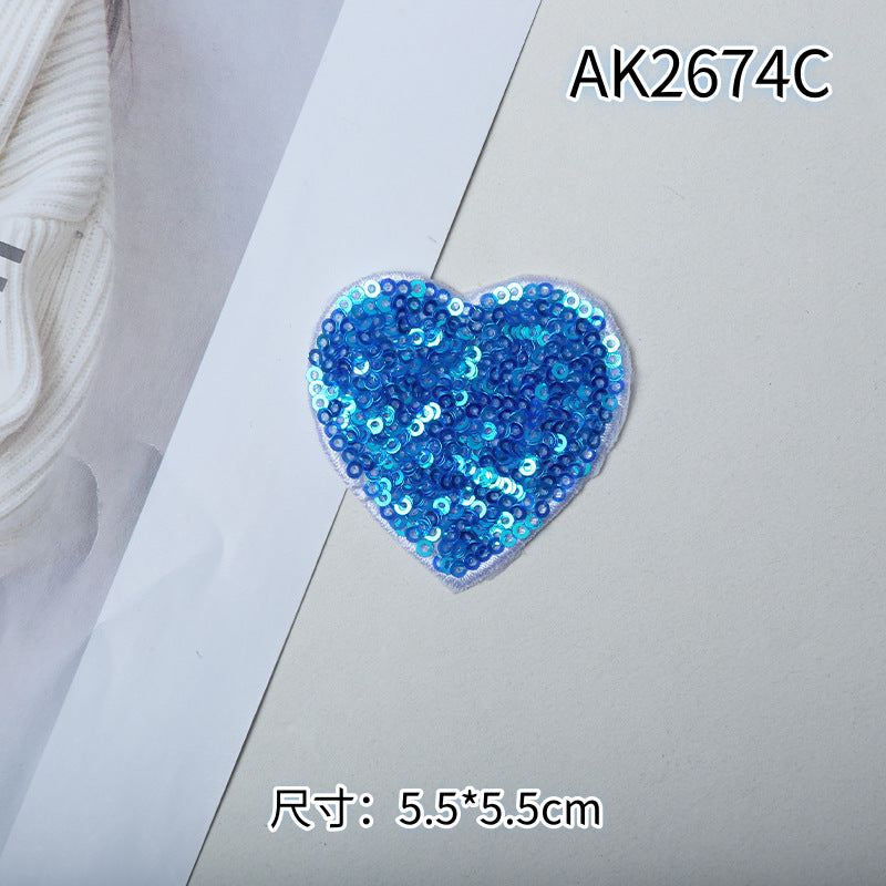 Wholesale 10pcs Multi colored love sequins cartoon embroidery DIY Patches