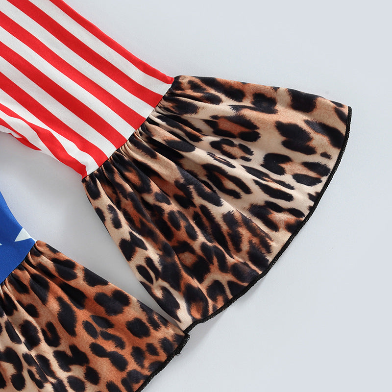 Algodón al por mayor 2023 Nuevo narrón de vaca LEOPARD Pantalones acampanados Juego de chicas